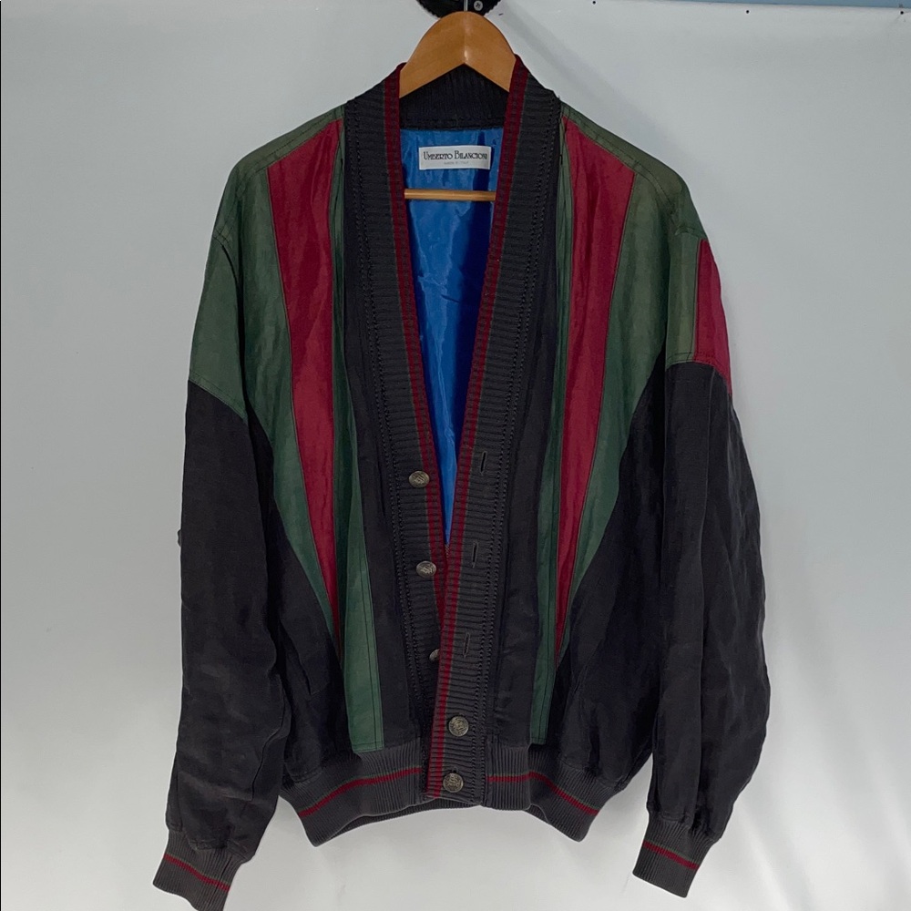VINTAGE UMBERTO BILANCIONI ITALIAN SILK AND LINEN BOMBER JACKET FTL-01-170